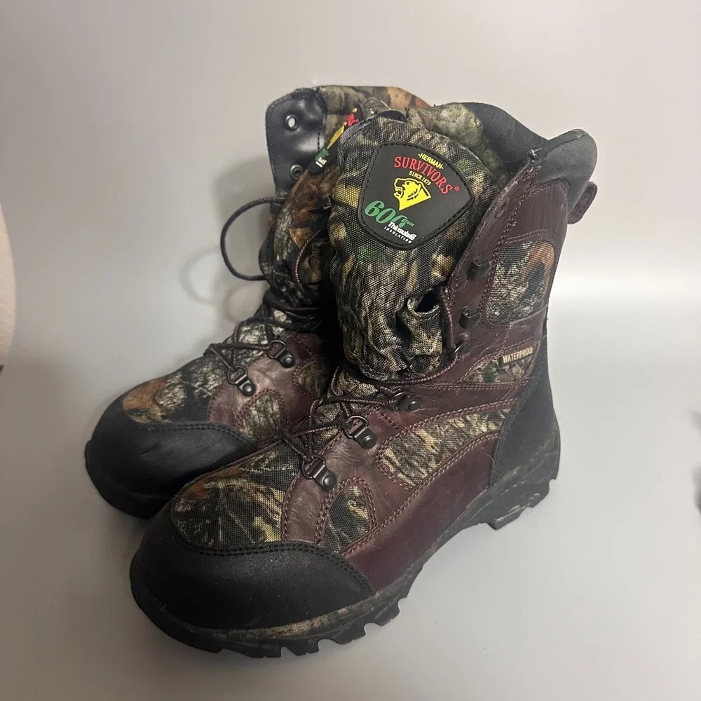 Herman Survivors Camo Hunting Boots VII 8.5 Leather 600g Thinsulate waterproof‎